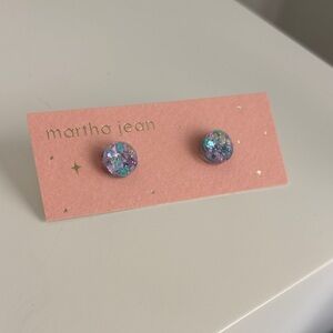 Purple castle Glitter stud Earrings - acrylic and surgical steel